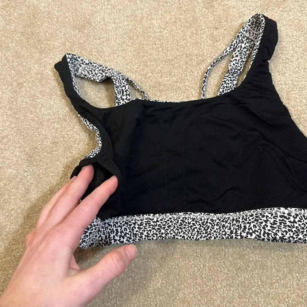 Athleta Black White Animal Sports Bra Women Size Small
